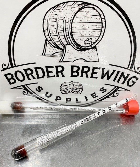 Alcometer 0–100% ABV alcohol meter for measuring the strength of distilled spirits in a measuring cylinder or distiller's parrot