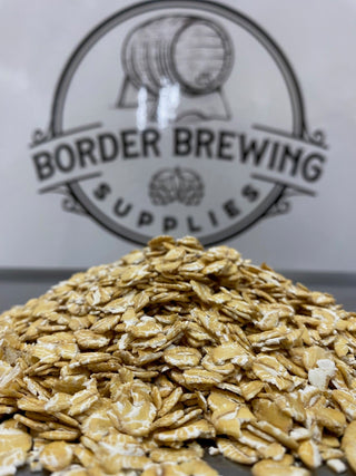 Close-up of Australian rolled flaked wheat brewing grain
