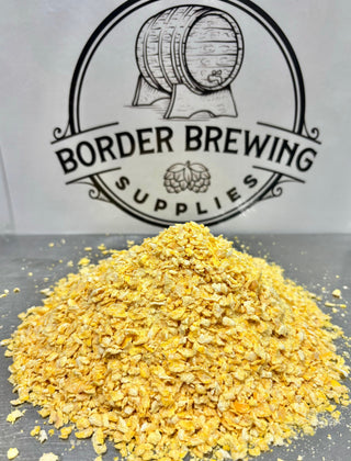 Close-up of Briess pregelatinised flaked corn brewing adjunct
