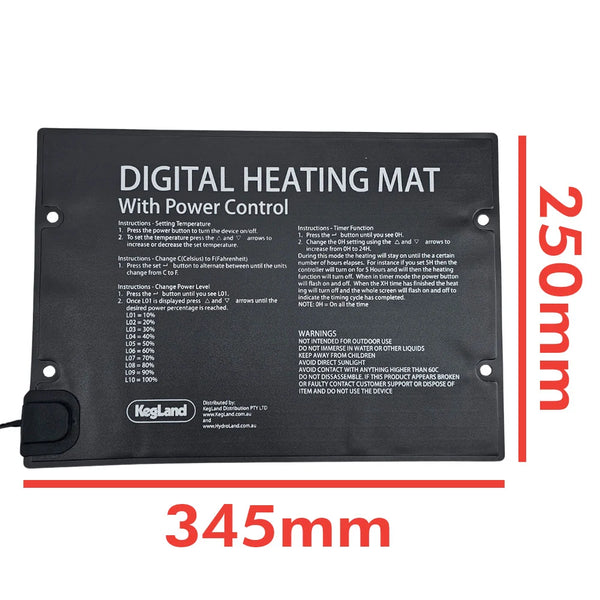Digital fermentation heating mat 25W dimensions 345mm x 250mm