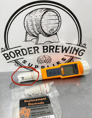 Replacement electrode probe for KegLand Pen Style pH Meter with protective KCl storage cap for accurate brewing pH measurement.