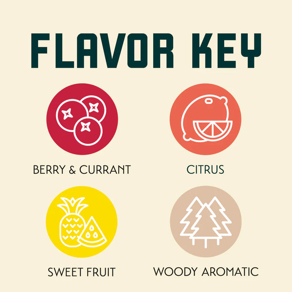 Krush hops showing orange mango guava peach and mixed-berry characteristics