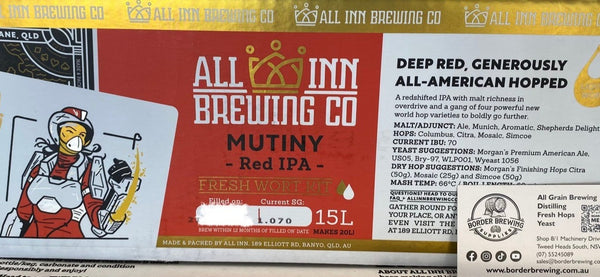 All Inn Brewing Fresh Wort Kit Mutiny Red IPA Beer Home Brew Keg Kegerator 