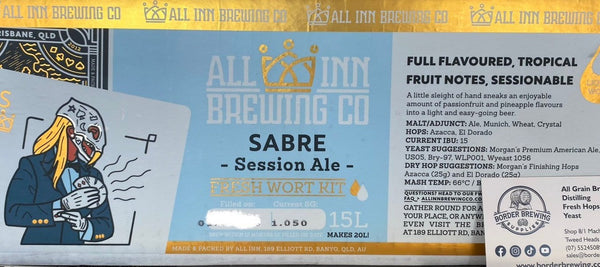 All Inn Brewing Fresh Wort Kit Sabre Session Ale Beer Home Brew Keg Kegerator 